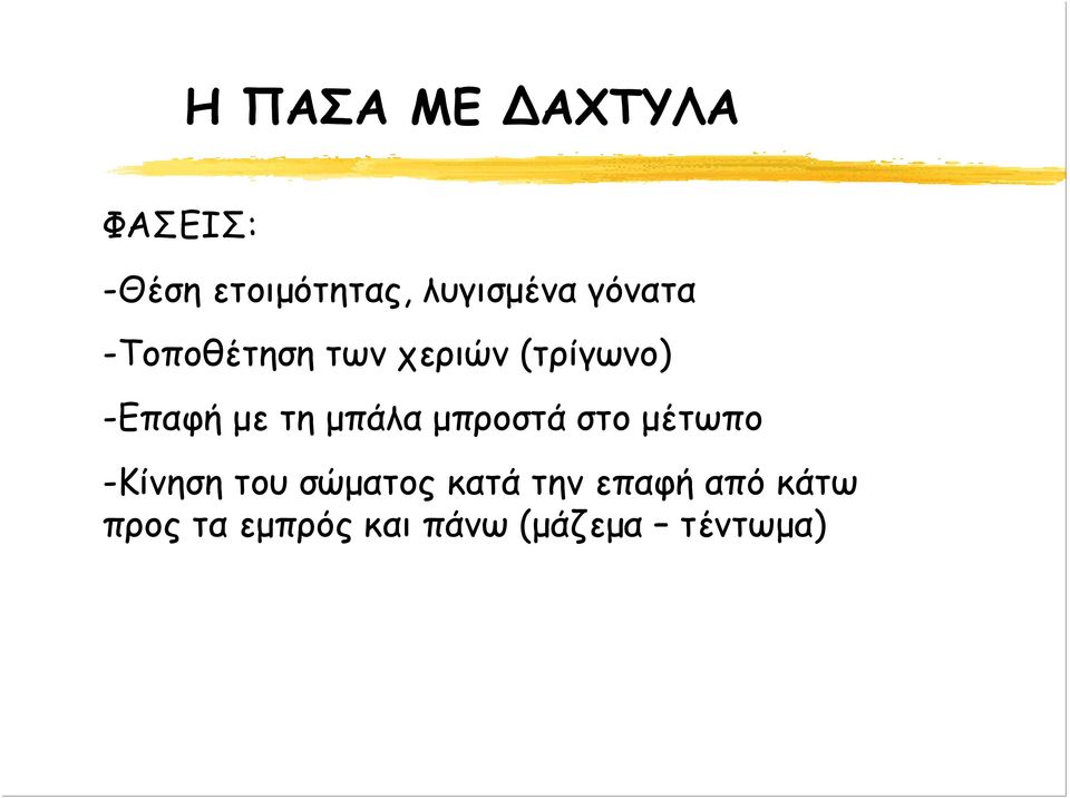 μπάλα μπροστά στο μέτωπο -Κίνηση του σώματος κατά την