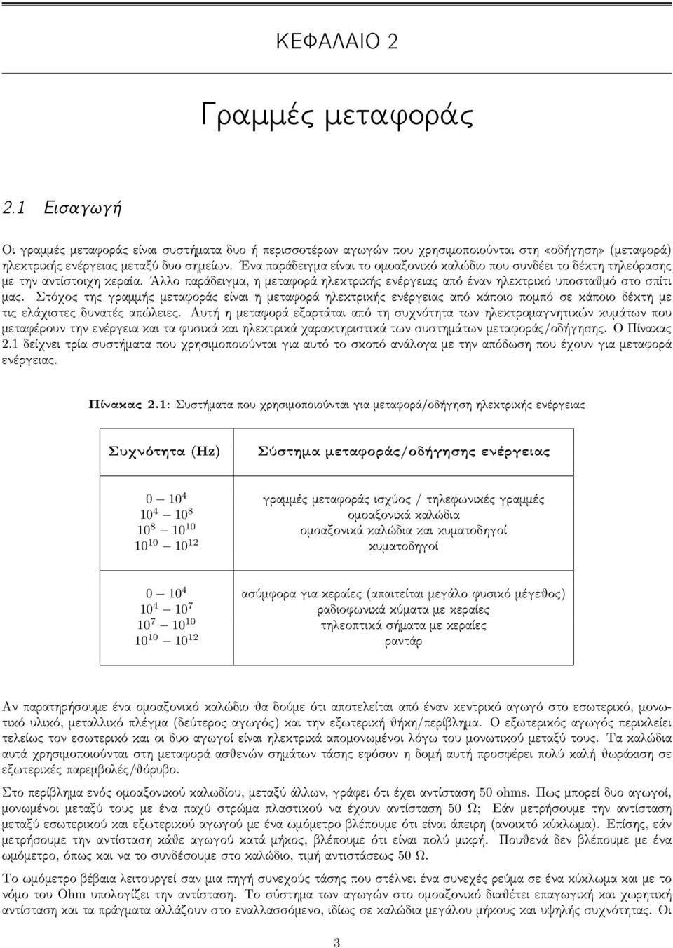 Στόχος της γραμμής μεταφοράς είναι η μεταφορά ηλεκτρικής ενέργειας από κάποιο πομπό σε κάποιο δέκτη με τις ελάχιστες δυνατές απώλειες.