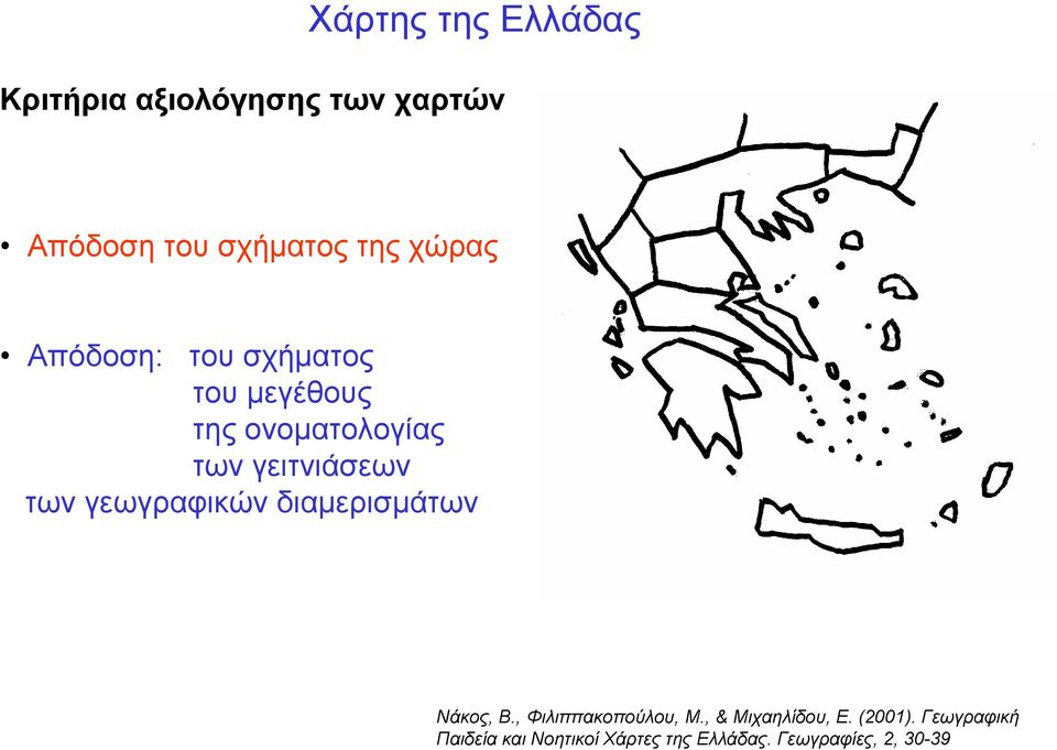 των γεωγραφικών διαμερισμάτων Νάκος, Β., Φιλιππακοπούλου, Μ., & Μιχαηλίδου, Ε.