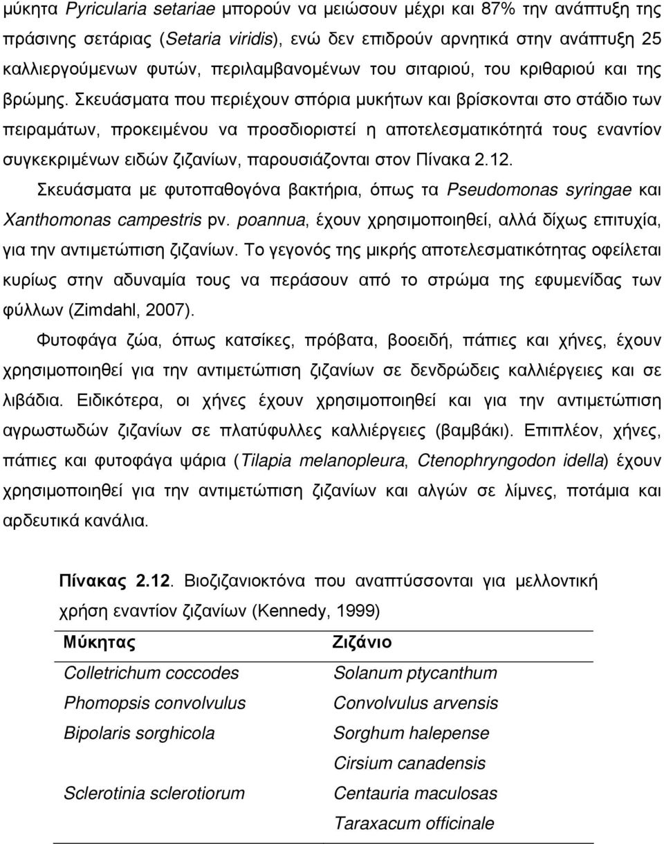 Σκευάσματα που περιέχουν σπόρια μυκήτων και βρίσκονται στο στάδιο των πειραμάτων, προκειμένου να προσδιοριστεί η αποτελεσματικότητά τους εναντίον συγκεκριμένων ειδών ζιζανίων, παρουσιάζονται στον