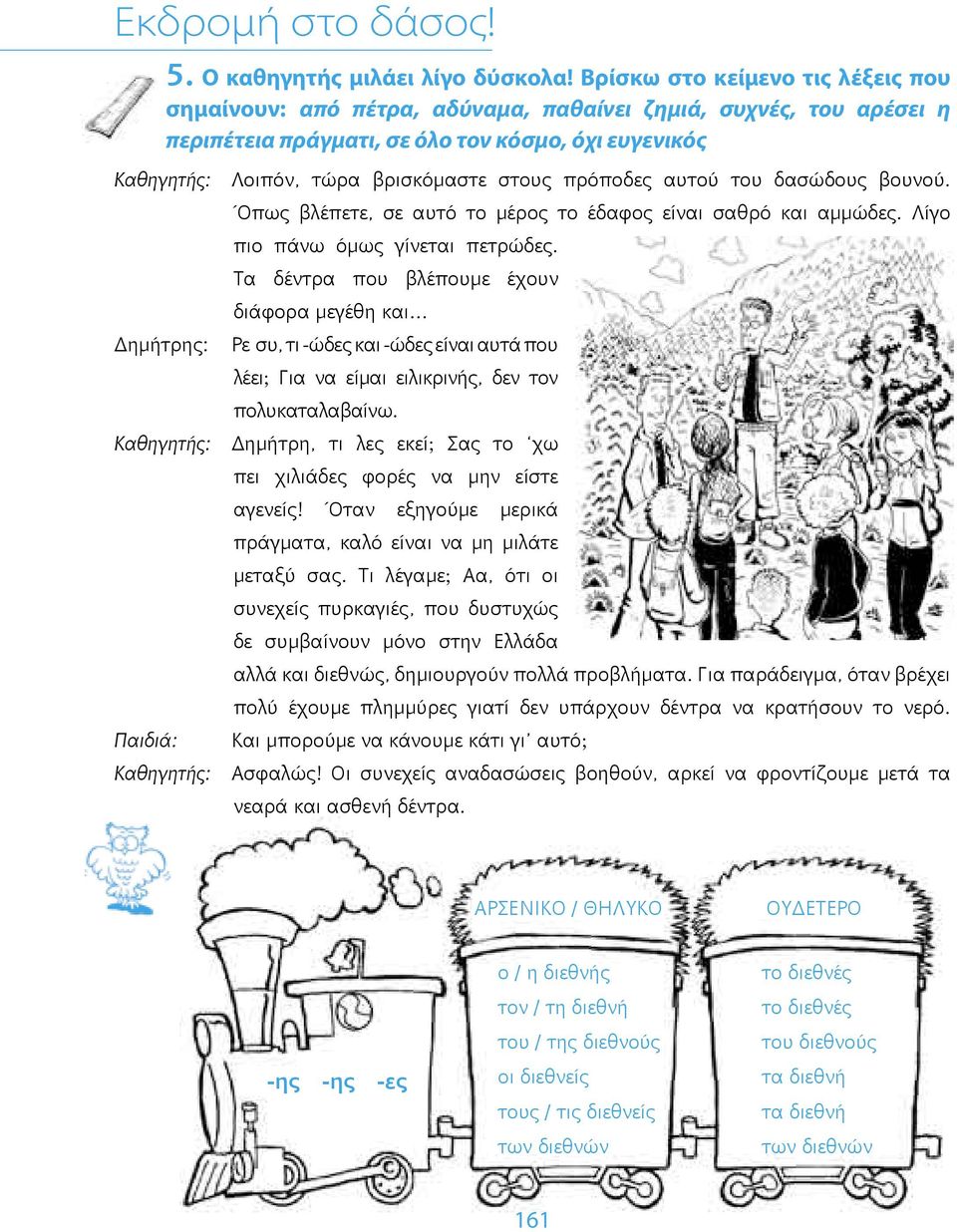 πρόποδες αυτού του δασώδους βουνού. Δημήτρης: Όπως βλέπετε, σε αυτό το μέρος το έδαφος είναι σαθρό και αμμώδες. Λίγο πιο πάνω όμως γίνεται πετρώδες.