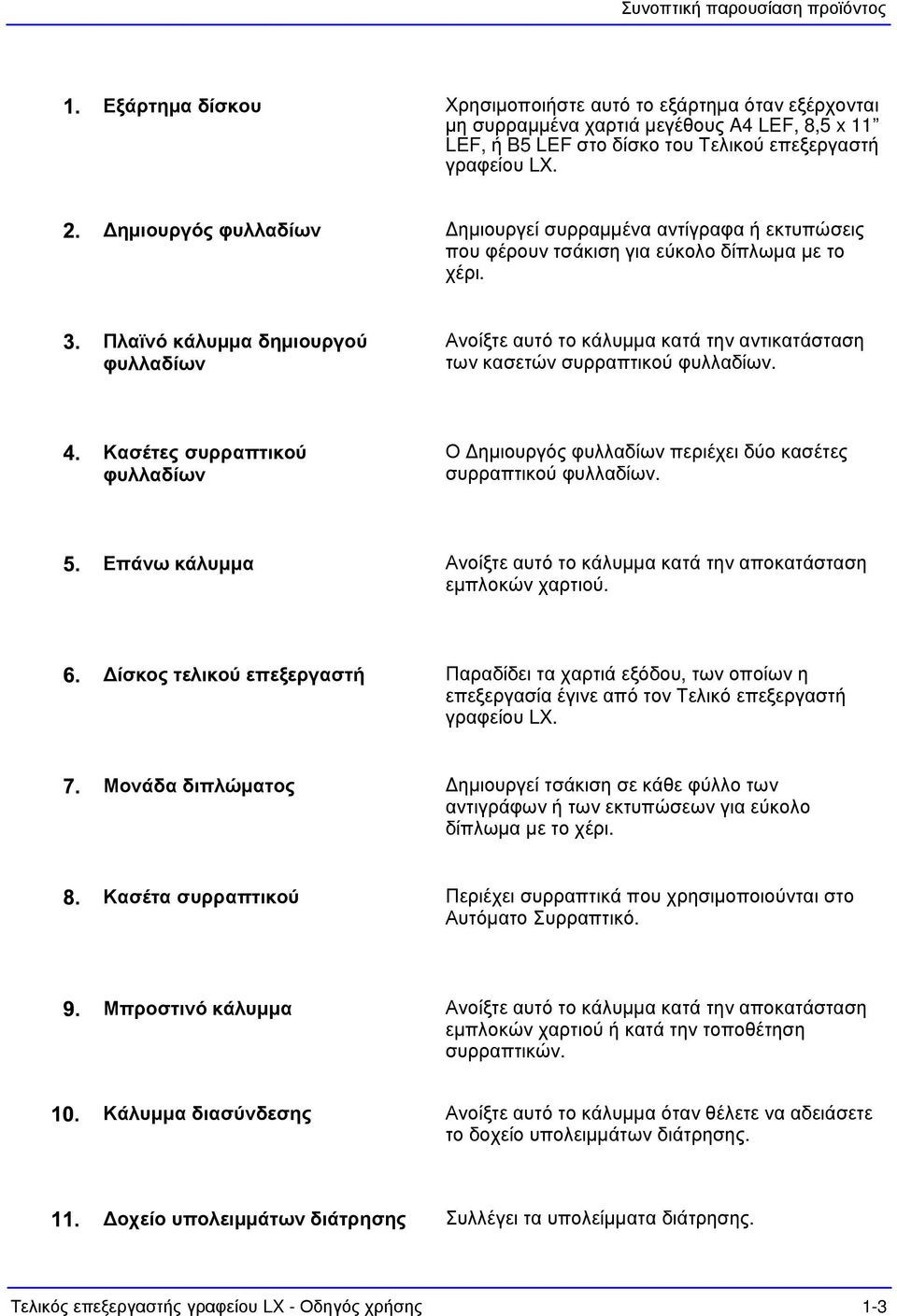 Πλαϊνό κάλυμμα δημιουργού φυλλαδίων Ανοίξτε αυτό το κάλυμμα κατά την αντικατάσταση των κασετών συρραπτικού φυλλαδίων.