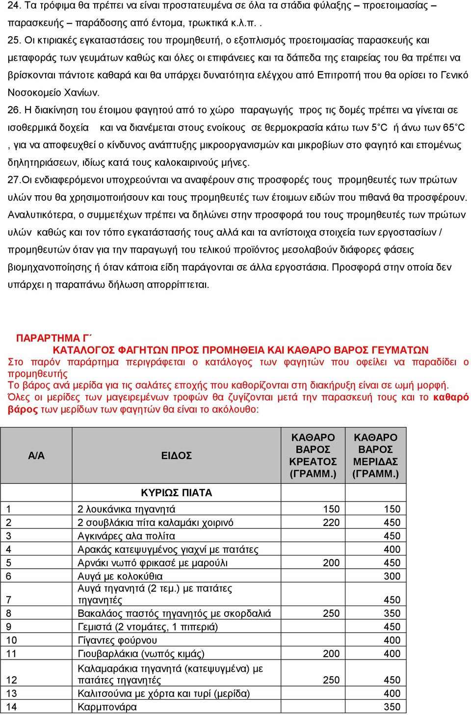 πάντοτε καθαρά και θα υπάρχει δυνατότητα ελέγχου από Επιτροπή που θα ορίσει το Γενικό Νοσοκοµείο Χανίων. 26.