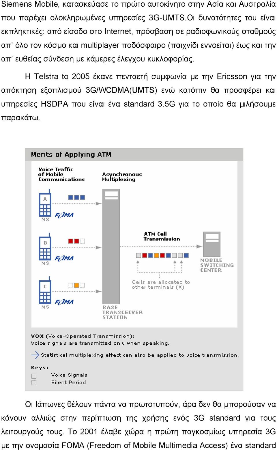 κάμερες έλεγχου κυκλοφορίας. Η Telstra to 2005 έκανε πενταετή συμφωνία με την Ericsson για την απόκτηση εξοπλισμού 3G/WCDMA(UMTS) ενώ κατόπιν θα προσφέρει και υπηρεσίες HSDPA που είναι ένα standard 3.