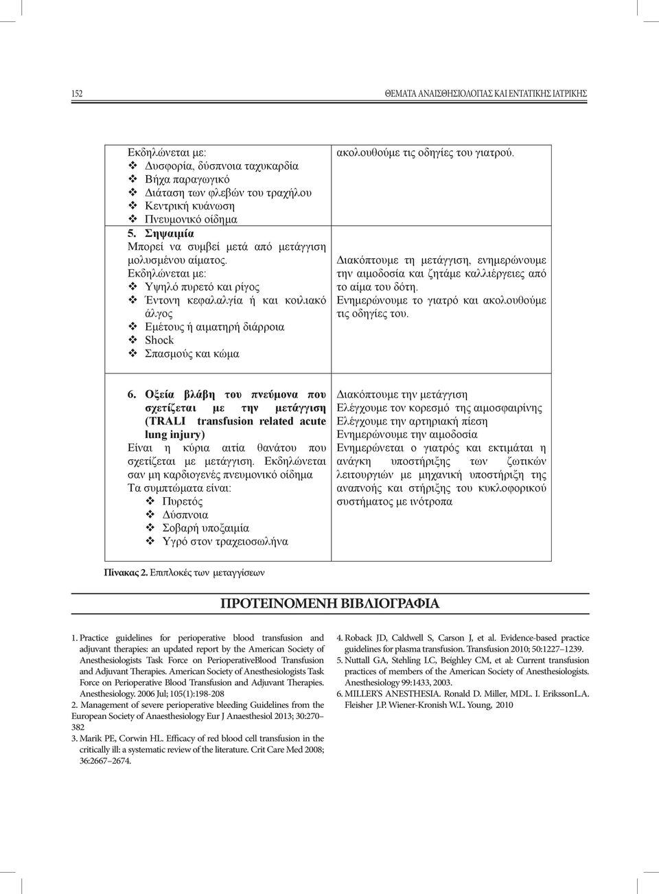 Adjuvant Therapies. American Society of Anesthesiologists Task Force on Perioperative Blood Transfusion and Adjuvant Therapies. Anesthesiology. 2006 Jul; 105(1):198-208 2.