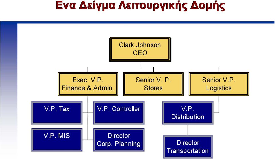 Stores Senior V.P. Logistics V.P. Tax V.P. Controller V.P. Distribution V.