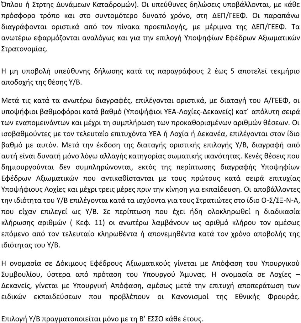 Η μη υποβολή υπεύθυνης δήλωσης κατά τις παραγράφους 2 έως 5 αποτελεί τεκμήριο αποδοχής της θέσης Υ/Β.