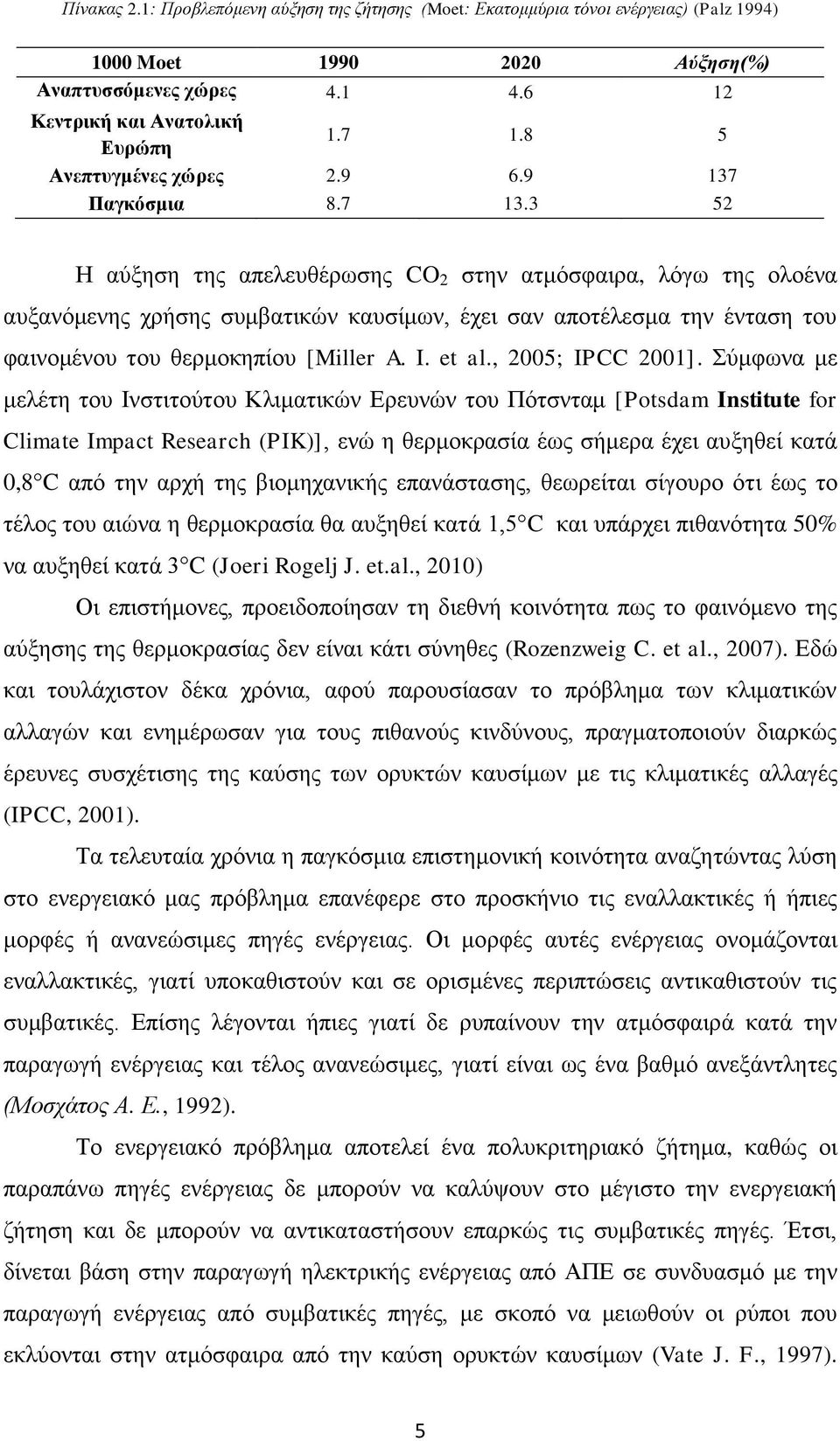 3 52 Ζ αχμεζε ηεο απειεπζέξσζεο CO 2 ζηελ αηκφζθαηξα, ιφγσ ηεο νινέλα απμαλφκελεο ρξήζεο ζπκβαηηθψλ θαπζίκσλ, έρεη ζαλ απνηέιεζκα ηελ έληαζε ηνπ θαηλνκέλνπ ηνπ ζεξκνθεπίνπ [Miller A. I. et al.