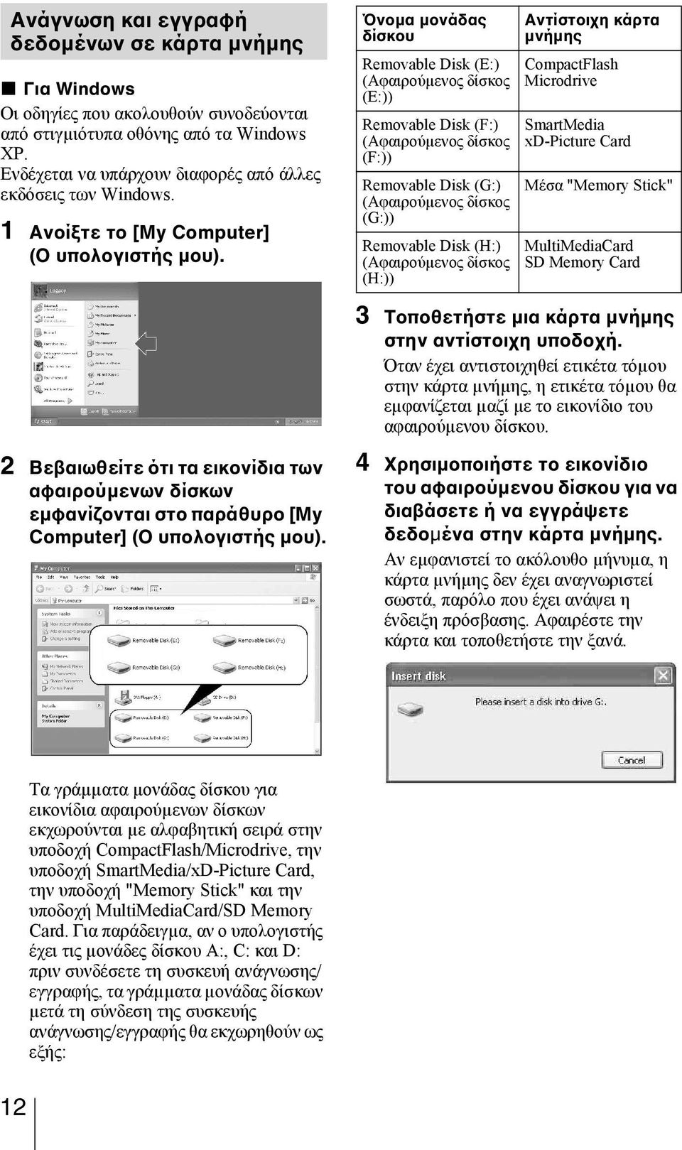 Όνοµα µονάδας δίσκου Removable Disk (E:) (Αφαιρούµενος δίσκος (E:)) Removable Disk (F:) (Αφαιρούµενος δίσκος (F:)) Removable Disk (G:) (Αφαιρούµενος δίσκος (G:)) Removable Disk (H:) (Αφαιρούµενος