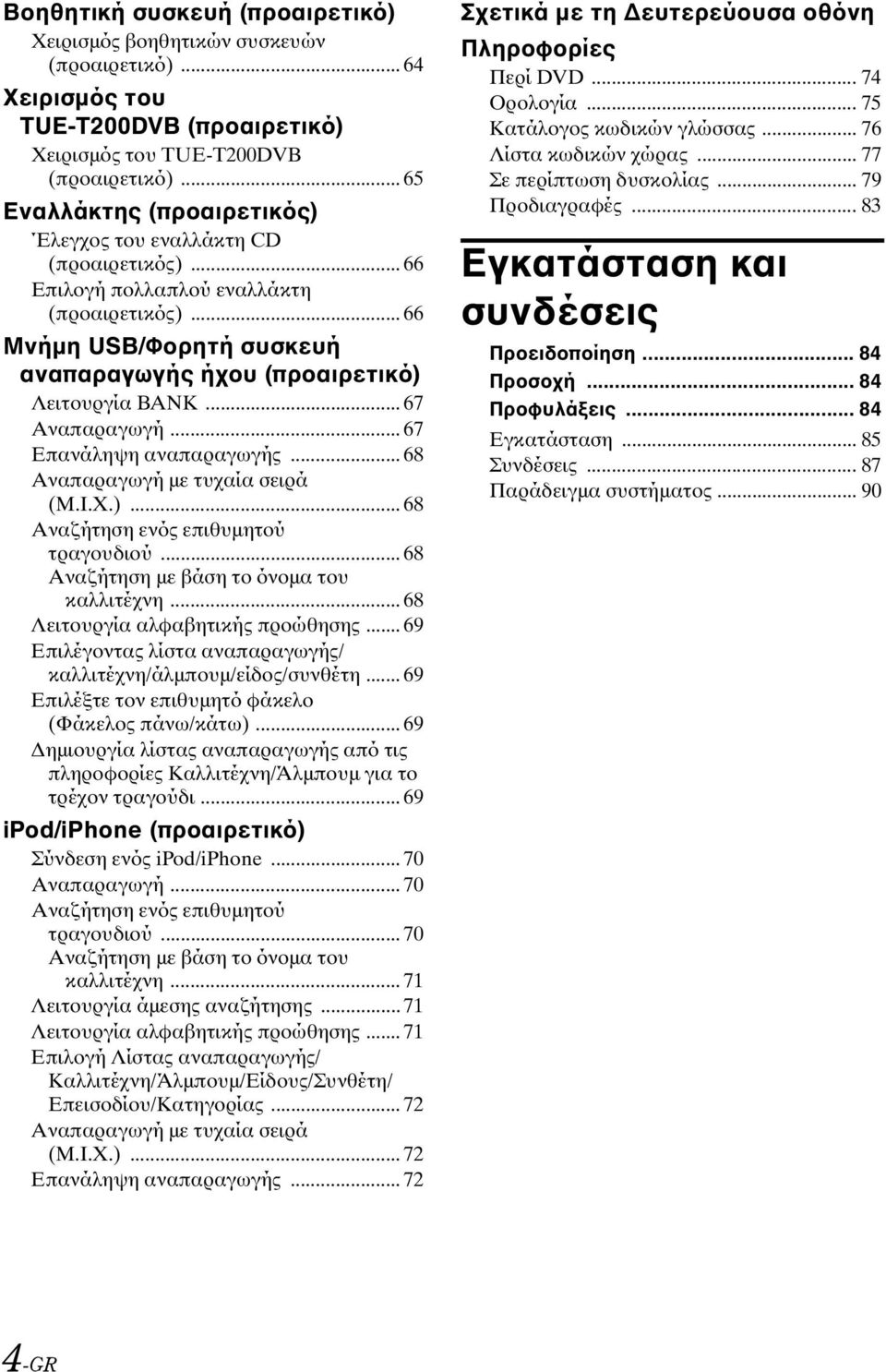 .. 67 Αναπαραγωγή... 67 Επανάληψη αναπαραγωγής... 68 Αναπαραγωγή με τυχαία σειρά (M.I.X.)... 68 Αναζήτηση ενός επιθυμητού τραγουδιού... 68 Αναζήτηση με βάση το όνομα του καλλιτέχνη.