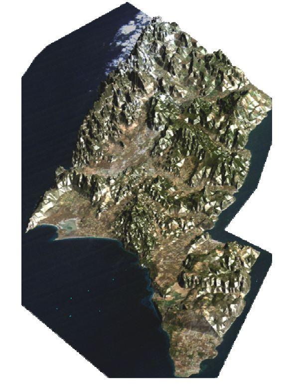 Εικόνα 3.18: Υψομετρικό μοντέλο εδάφους (DEM), (Esra et al., 2004) Οι δορυφορικές εικόνες διορθώθηκαν για να εξαλειφτούν οι επιδράσεις της ατμόσφαιρας και του αναγλύφου της περιοχής.