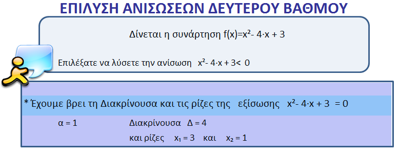 Για την x 2 4x + 3 = 0, θα έχουμε 2 ο φύλλο εργασίας Επίλυση της ανίσωσης Μεταφέρονται