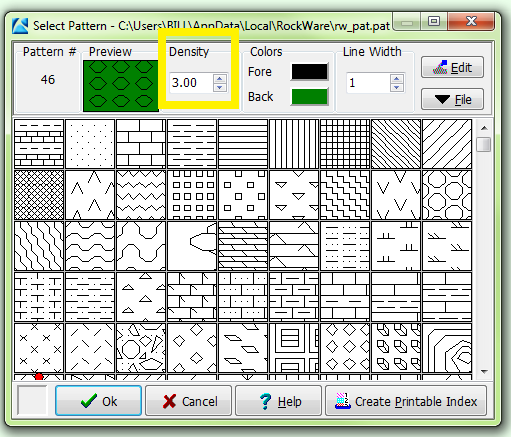 Σχήμα Π.21 Select Pattern Fill Percent: Ποσοστό πλήρωσης εκάστοτε συμβολισμού ή μοτίβου (Pattern) στις απεικονίσεις των γεωτρητικών στηλών.