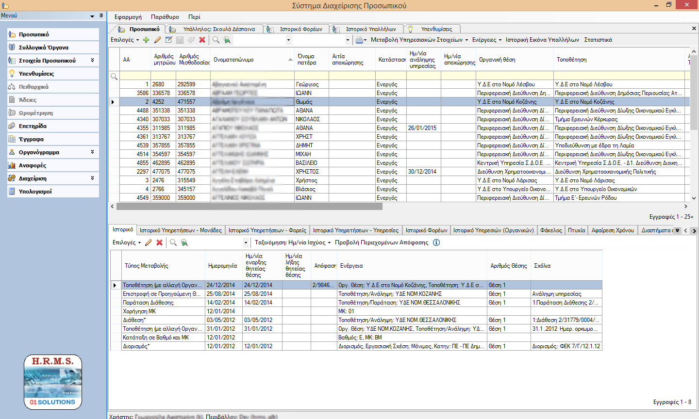 Το Σύστημα Διαχείρισης Προσωπικού HRMS-01 Το σύστημα HRMS-01 είναι ένα σύγχρονο πληροφοριακό σύστημα που αποτελεί την ιδανική λύση για τη διαχείριση του προσωπικού ενός δημόσιου οργανισμού.