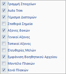 Οι διακόπτες είναι εργαλεία που μπορούν να ενεργοποιηθούν ή να απενεργοποιηθούν κατά περίπτωση. Συγκεκριμένα: Γραμμή Στοιχείων ενεργή εμφάνιση της γραμμής στοιχείων στην επιφάνεια εργασίας.