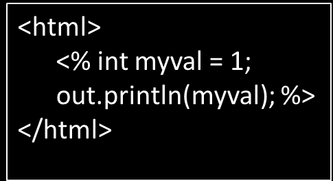 Στοιχεία σεναρίων (scripts) JSP σελίδων (3/4) Τμήματα κώδικα (scriptlets). Είναι τμήματα κώδικα Java που περιέχονται μεταξύ των σημάνσεων <% και %>.