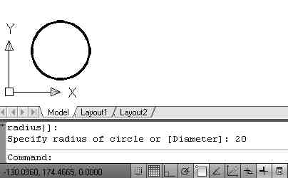 Καθορισμός της Ακτίνας Μετά τον καθορισμό του κέντρου, στην οθόνη εμφανίζεται η «σκιά» ενός κύκλου με κέντρο το σημείο που δώσαμε.
