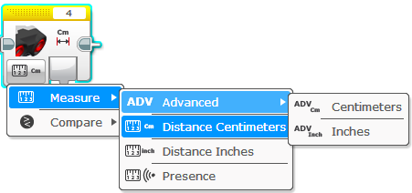 Advanced Centimeters: Το "Advanced Centimeters" mode είναι παρόμοιο με το "Measure Distance Centimeters" mode, εκτός από το ότι μπορείτε να επιλέξετε εάν ο αισθητήρας στέλνει ένα ενιαίο σήμα υπερήχων