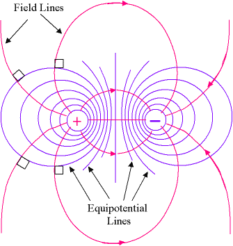 Ηλεκτρικό Δίπολο - Ισοδυναμικές Γραμμές στην Επιφάνεια Άρα λοιπόν: εκπόλωση καρδίας ρεύματα ιόντων στον ιστό δυναμικό στην επιφάνεια του θώρακα Ισοδυναμικές γραμμές ίδιες με αυτές ηλεκτρικού διπόλου!