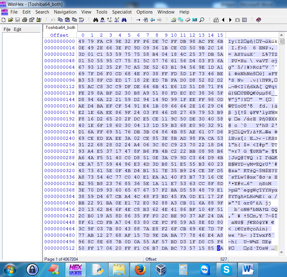 Εικόνα 5.1: 528bytes σελίδας μνήμης 5.3.1 splitimage.py Εξετάζοντας τη δομή των υπόλοιπων σελίδων παρατηρήσαμε ότι όλη η εικόνα μνήμης ήταν δομημένη με την παραπάνω μέθοδο.