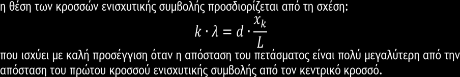 Η προϋπόθεση αυτή ισχύει για φράγµατα µε σχετικά µικρό αριθµό γραµµών ανά mm, για παράδειγµα 10 χαραγές ανά mm.