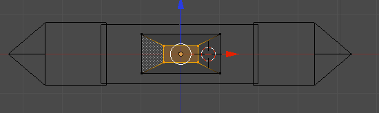 Βήμα 8: Μεταβείτε σε top view. Μετακινήστε τους δύο εξωτερικούς κύβους ώστε να είναι κεντραρισμένοι στο μεσαίο αντικείμενο κατά τον κόκκινο άξονα, όπως φαίνεται στο σχήμα.
