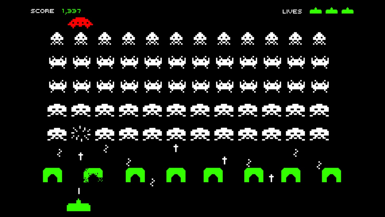 The Four Basic Elements: example Space Invaders Story: the game didn t need to have a story but it did and that made it more effective.