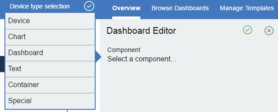 component». Από τις διαθέσιμες επιλογές (π.χ. Device, text, κ.α.), αυτό που ανταποκρίνεται είναι το «chart».