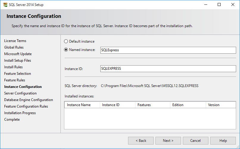 Αν δεν υπάρχει άλλος SQL Server εγκατεστηµένος στον υπολογιστή επιλέξτε Default instance Σε διαφορετική περίπτωση ή αν είναι επιθυµητό, επιλέξτε Named instance
