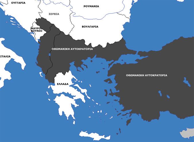 Χάρτης 3.13: Η βαλκανική χερσόνησος το 1879 Πηγή: [70] Χάρτης 3.