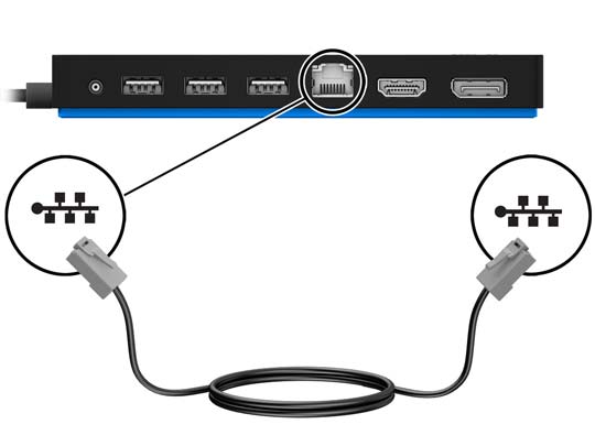 Σύνδεση σε δίκτυο Μπορείτε να συνδέσετε τον υπολογιστή σε δίκτυο μέσω του σταθμού επιτραπέζιας σύνδεσης. Αυτό απαιτεί τη χρήση καλωδίου Ethernet (πωλείται ξεχωριστά). 1.