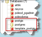υπάρχει μία μόνη σύνδεση σε εξυπηρετητή δεδομένων, που δεν είναι άλλος από τον τοπικό εξυπηρετητή της PostgreSQL που έχετε εγκαταστήσει.