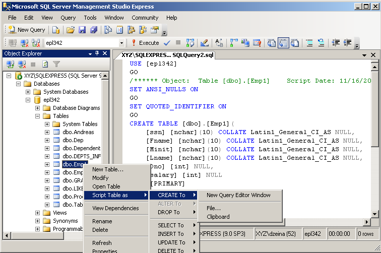 Scripts σε TSQL Scripts: Ακολουθία (Τ)SQL Εντολών η οποία αποθηκεύεται σε ένα αρχείο για επαναχρησιμοποίηση. Παραδείγματα Χρήσης: Backup / Restore πινάκων ή ολόκληρης της DB. Θυμηθείτε το Northwind.