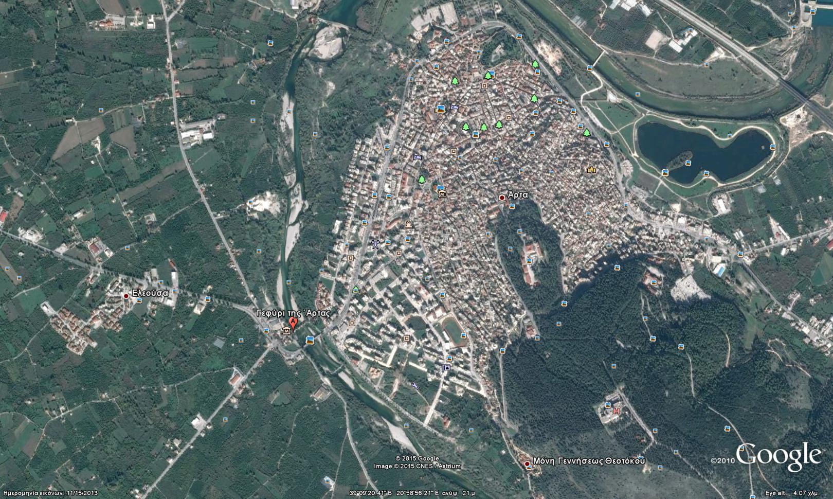 Εικόνα2-Φωτογραφία από το δορυφόρο της Google Earth Είμαι εδώ και αιώνες χτισμένο στην πόλη