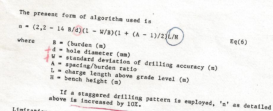 Cunningham (1983) : Σχέση για τον συντελεστή ομοιομορφίας S/B-1 The equation for n contains only geometric data S/B Μην μπερδευτεί το Α=S/B στην