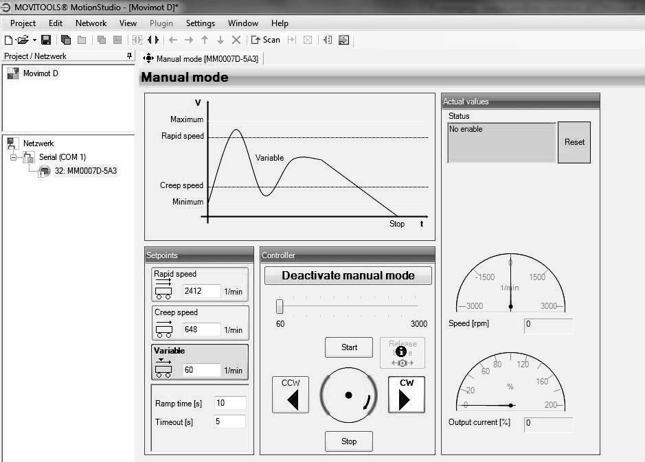 Λειτουργία Χειροκίνητη λειτουργία MOVIMOT με το MOVITOOLS MotionStudio 9 9.6.