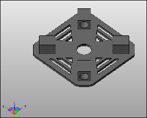 Σχήμα 6.1. : Στήριγμα τετρακοπτέρου 3) Στο παρακάτω σχέδιο απεικονίζεται το κάτω μέρος του τετρακοπτέρου μας το οποίο συνδέεται μέσω τεσσάρων (4) ξύλινων ράβδων με τα παραπάνω τέσσερα (4) στηρίγματα.