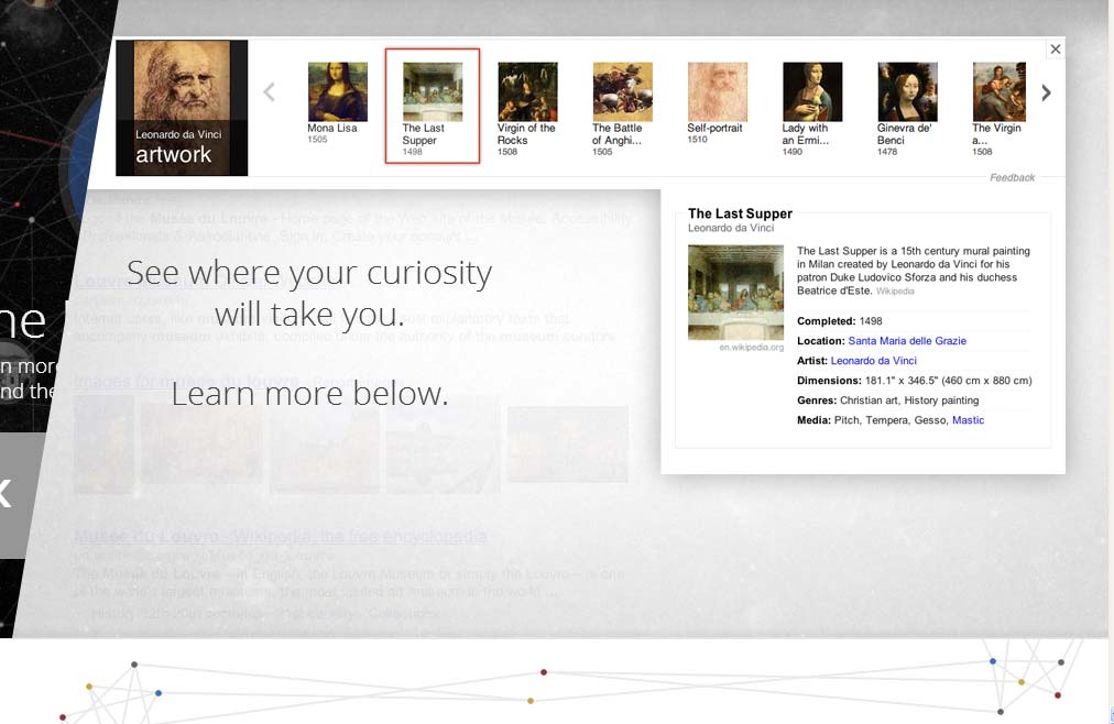Σύστημα Knowledge graph Είναι ένα εμφωλευμένο πάνελ στα δεξιά των αποτελεσμάτων, το οποίο εμφανίζει πληροφορίες σχετικά με το ερώτημα που έθεσε ο χρήστης.