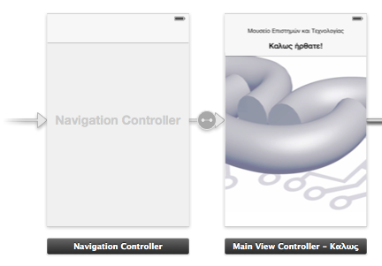 συµµορφώνονται µε τον NavigationController, δηλάδη σε κάθε πάτηµα ενός κουµπιού έχουµε push του αντίστοιχου ViewController πάνω στην στοίβα µας (stack).