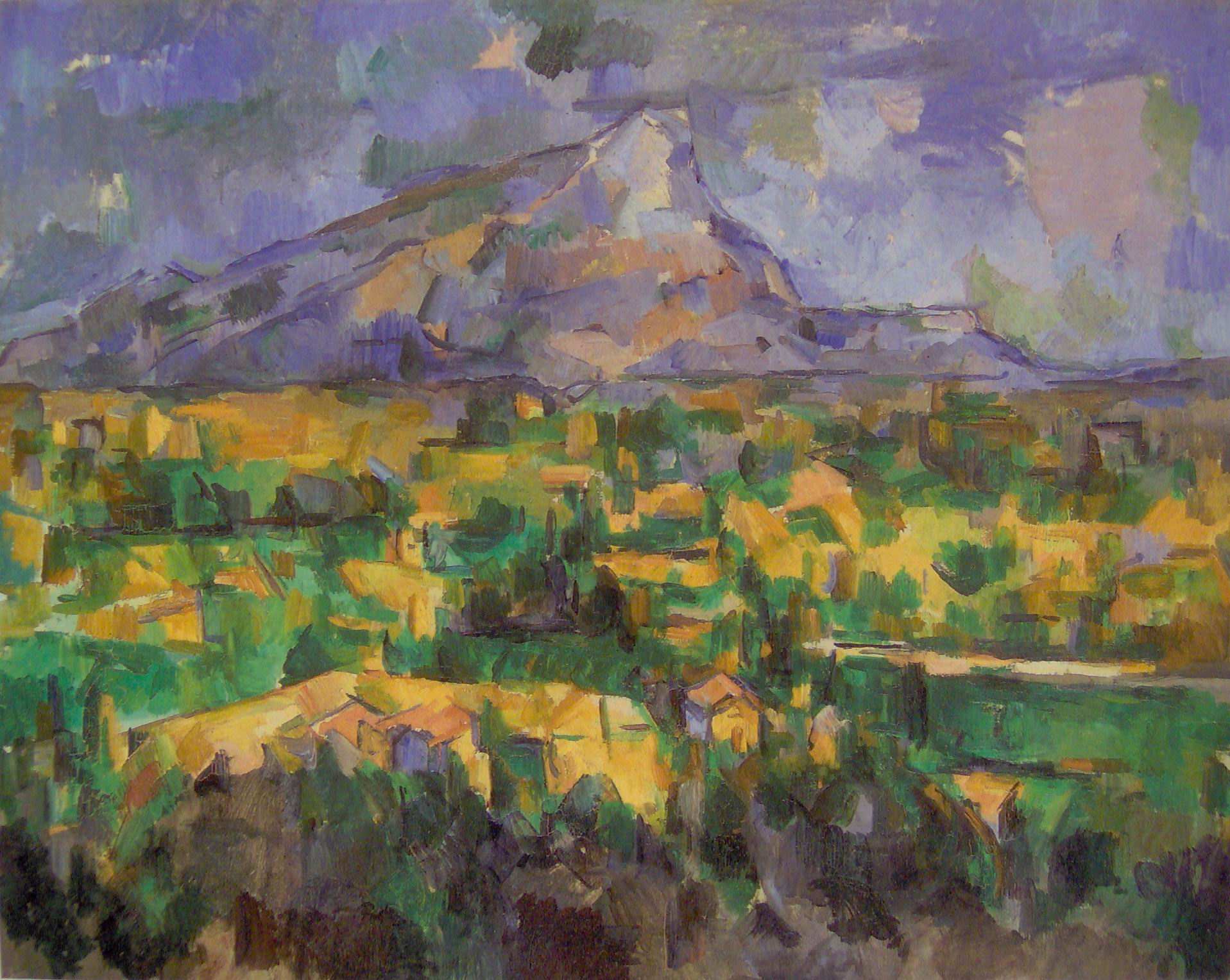 Τίτλος: Το βουνό Sainte-Victoire Καλλιτέχνης: Σεζάν Χρονολογία: 1886-88 Περιγραφή: το έργο αυτό ανήκει σε µία σειρά έργων που ο ζωγράφος έκανε µε το ίδιο θέµα στην προσπάθειά του όπως είχε δηλώσει να