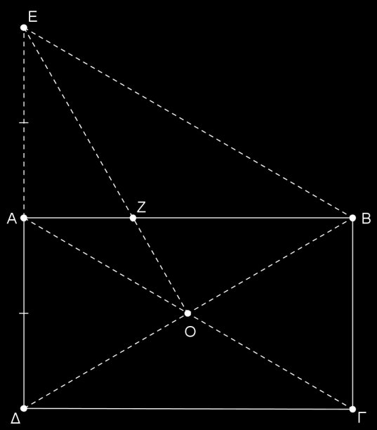 Δίνεται ορθογώνιο ΑΒΓΔ με κζντρο Ο και ΑΒ > ΒΓ, ΑΓ=2ΒΓ. Στην προζκταςη τησ πλευράσ ΔΑ (προσ το Α) παίρνουμε ςημείο Ε ώςτε ΔΑ=ΑΕ. α) Να αποδείξετε ότι: i.