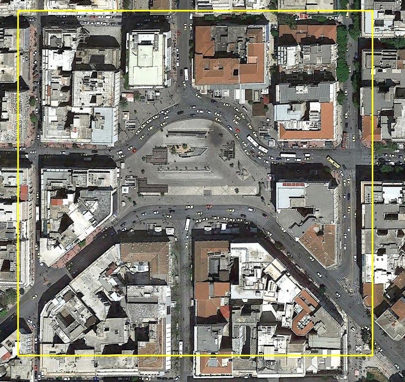 4.2.2. Λήψη θερμικών φωτογραφιών. Στην εικόνα 4.2 παρουσιάζεται σε κίτρινο πλαίσιο η περιοχή μελέτης. Εικόνα 4.2 : Η περιοχή μελέτης [Πηγή : Google Earth].
