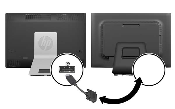 4. Αν η δεύτερη οθόνη δεν διαθέτει υποδοχή DisplayPort, συνδέστε έναν προσαρμογέα βίντεο DisplayPort στην υποδοχή DisplayPort του υπολογιστή.