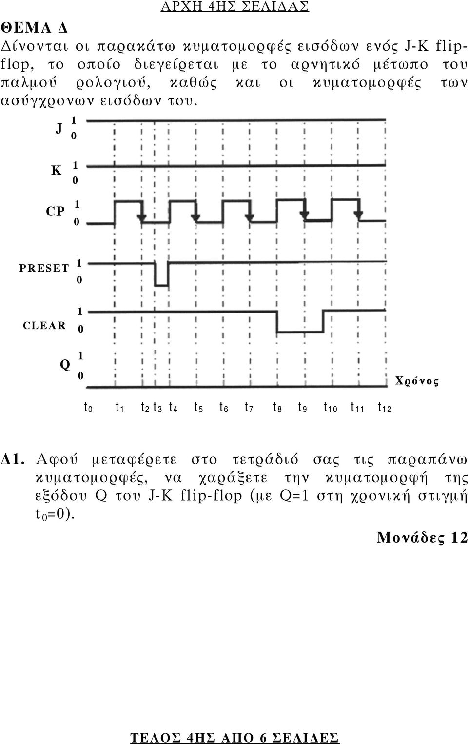 J 1 K 1 1 CP PRESET CLEAR 1 1 Q 1 Χρόνος t t 1 t 2 t 3 t 4 t 5 t 6 t 7 t 8 t 9 t 1 t 11 t 12 1.