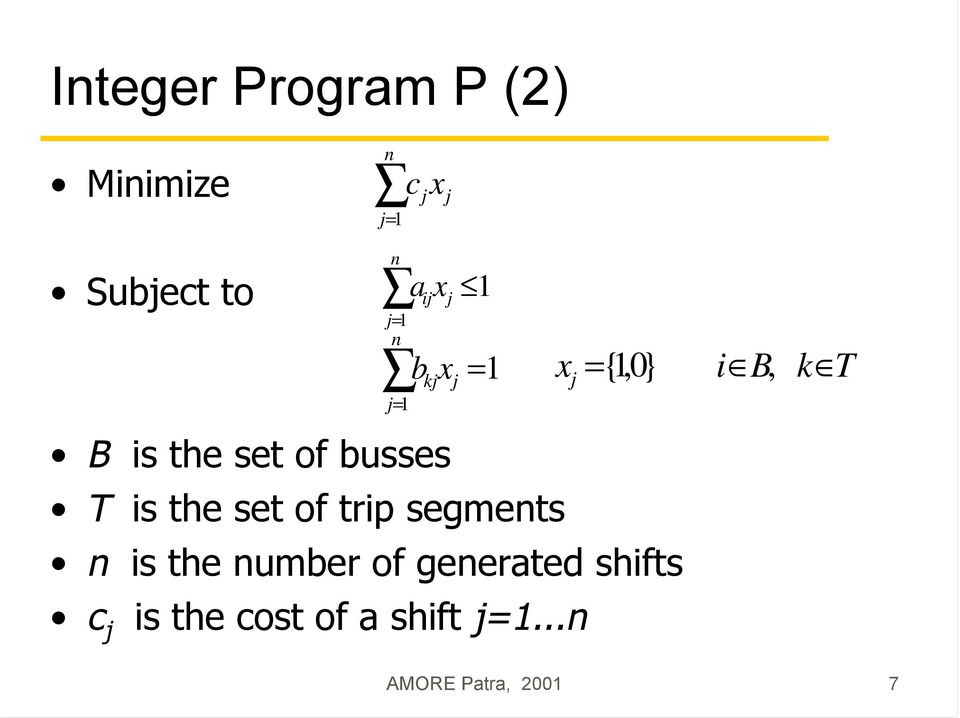 segments n is the number of generated shifts c j is the