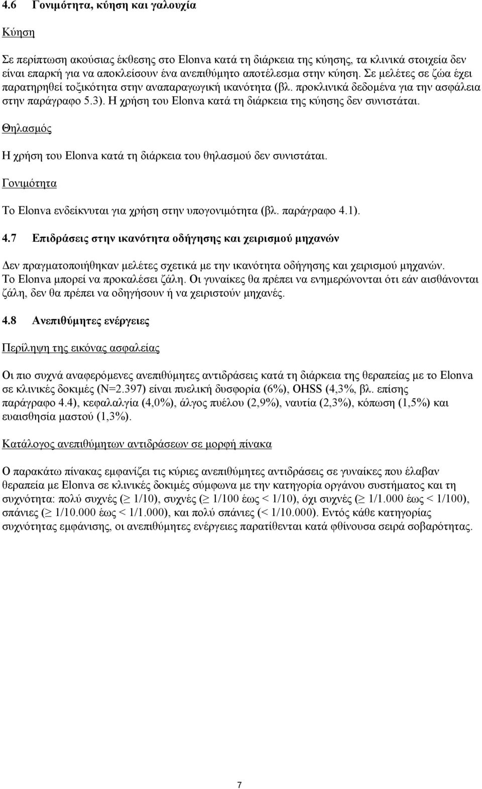 Η χρήση του Elonva κατά τη διάρκεια της κύησης δεν συνιστάται. Θηλασμός Η χρήση του Elonva κατά τη διάρκεια του θηλασμού δεν συνιστάται.