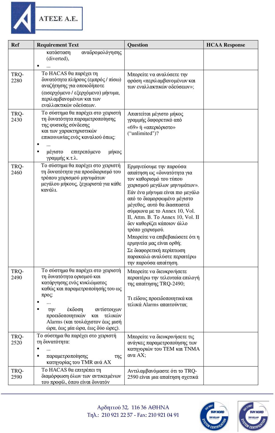 2430 2460 2490 2520 2590 Το σύστημα θα παρέχει στο χειριστή τη δυνατότητα παραμετροποίησης της φυσικής σύνδεσης και των χαρακτηριστικών επικοινωνίας ενός καναλιού όπως: μέγιστο επιτρεπόμενο μήκος