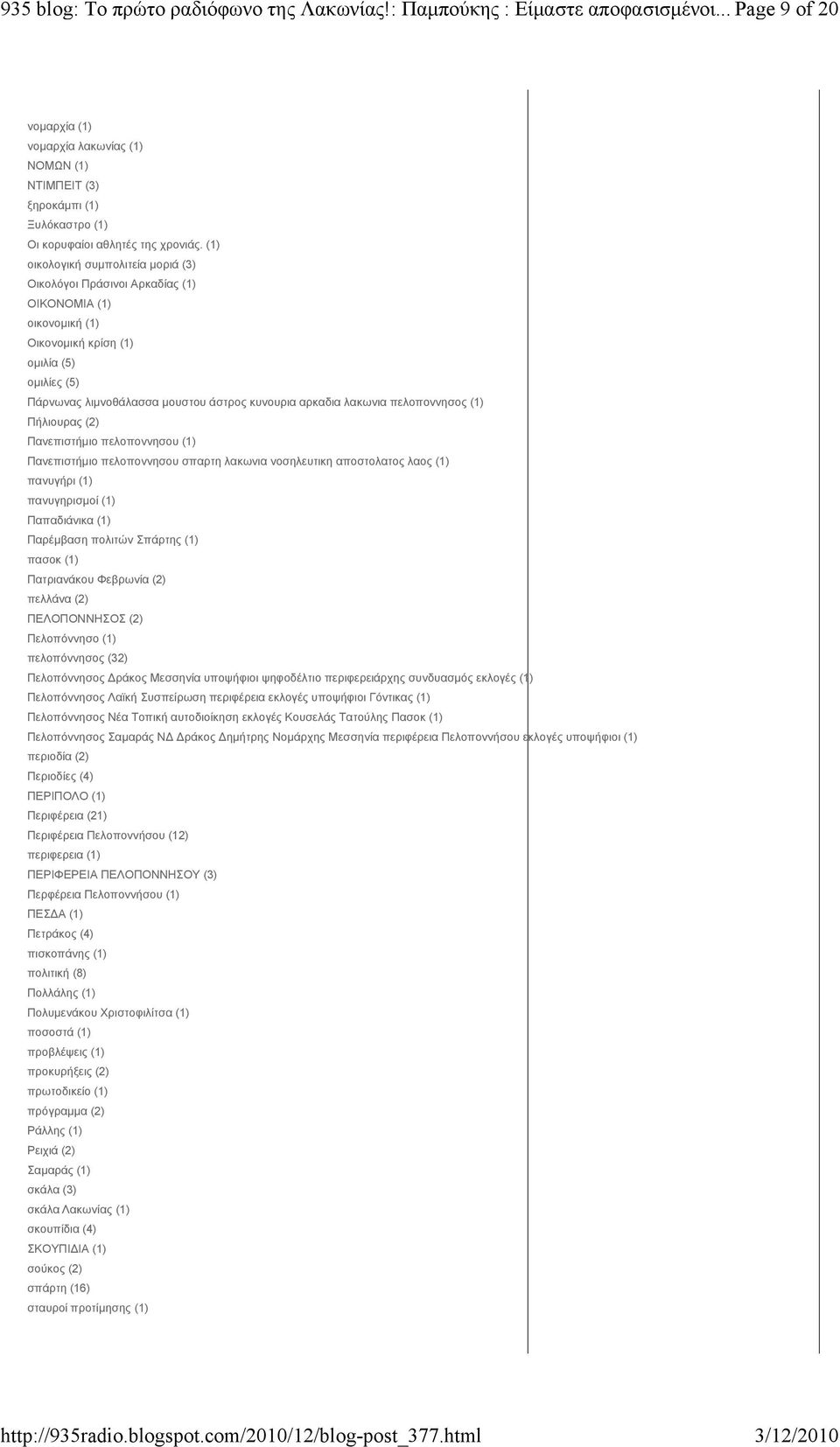 (1) οικολογική συμπολιτεία μοριά (3) Οικολόγοι Πράσινοι Αρκαδίας (1) ΟΙΚΟΝΟΜΙΑ (1) οικονομική (1) Οικονομική κρίση (1) ομιλία (5) ομιλίες (5) Πάρνωνας λιμνοθάλασσα μουστου άστρος κυνουρια αρκαδια