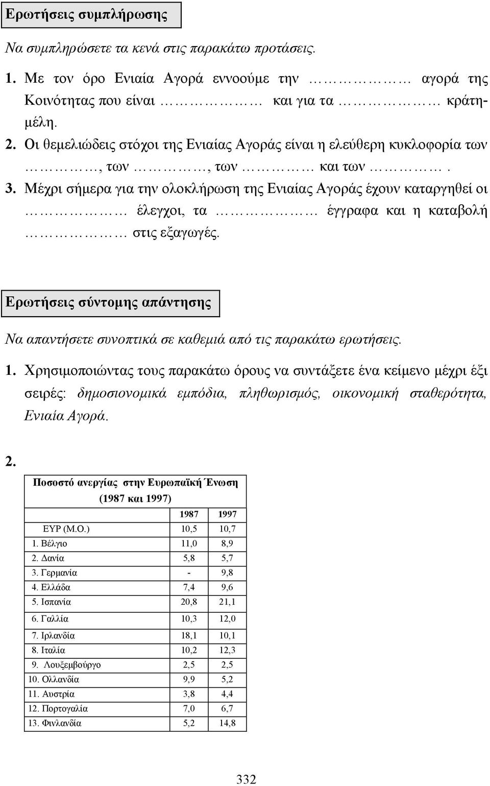 Μέχρι σήµερα για την ολοκλήρωση της Ενιαίας Αγοράς έχουν καταργηθεί οι έλεγχοι, τα έγγραφα και η καταβολή στις εξαγωγές.