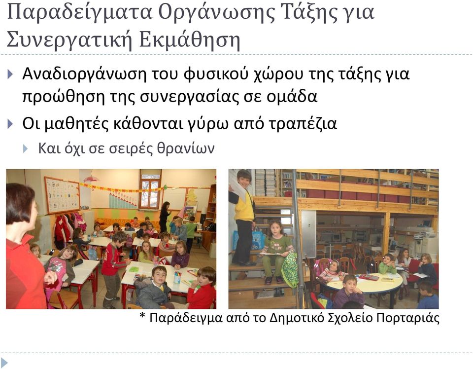 ςυνεργαςίασ ςε ομάδα Οι μακθτζσ κάκονται γφρω από τραπζηια